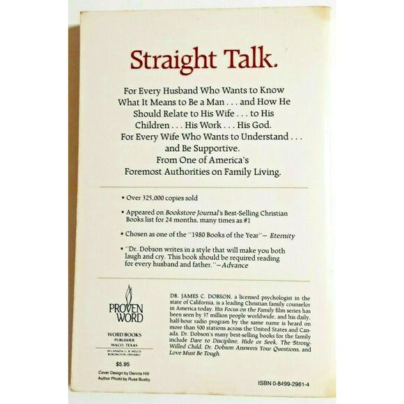 Straight Talk to Men and Their Wives James C Dobson Christian Help Book Guide - Picture 7 of 9